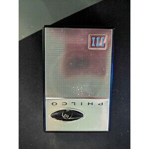 Vintage Philco NT-100-WAD AM 6 Transistor Portable Radio Box Case Earphone